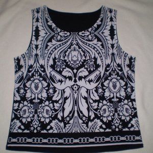 SIZE: PL~BLACK/WHITE PRINT DRESSY TOP~NWOT'S